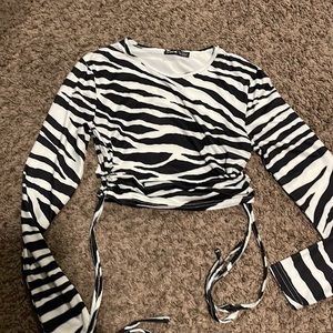 scrunch zebra print crop top